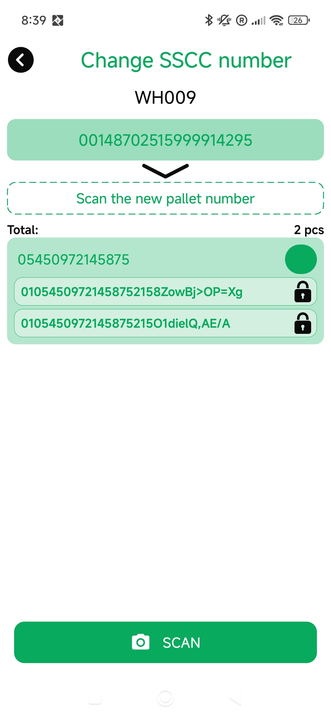 Code already in use exception screen