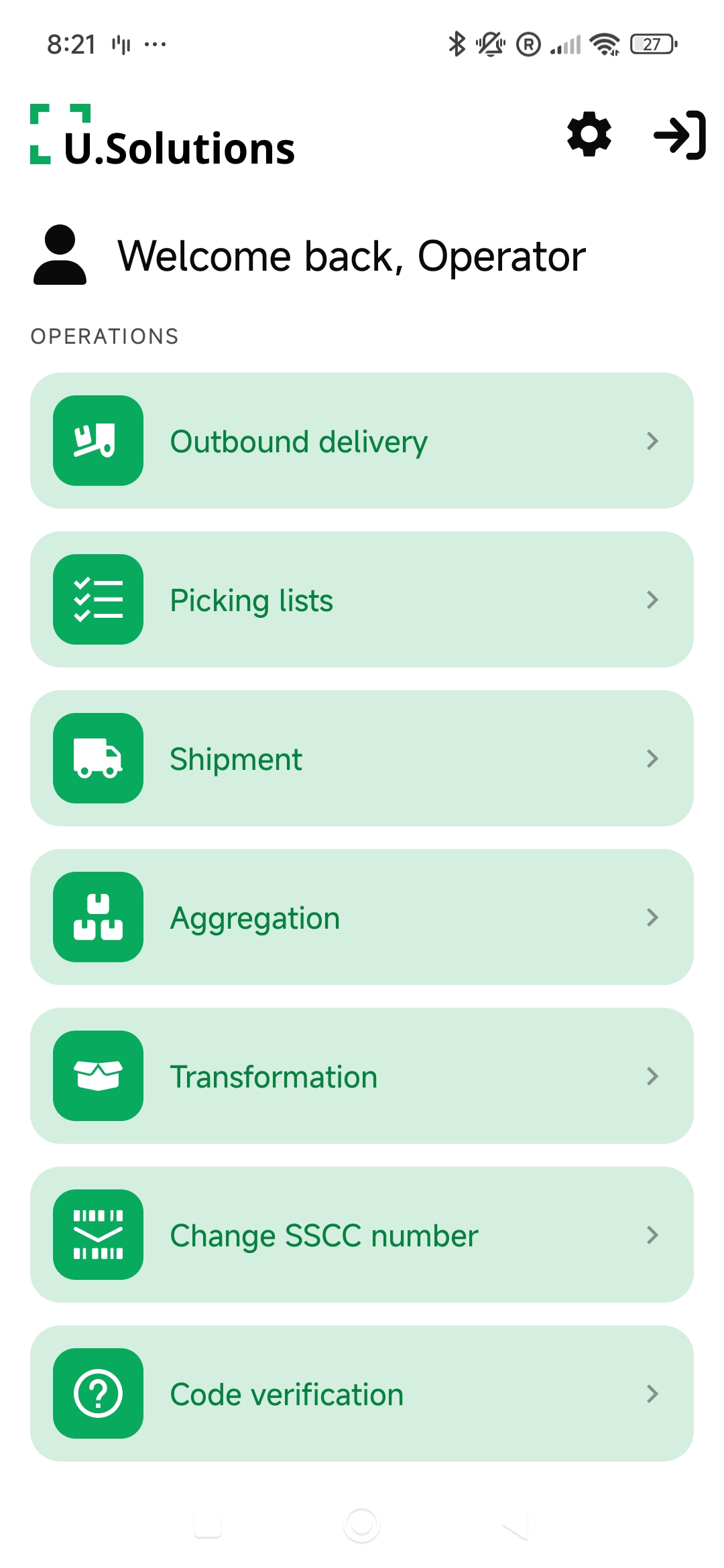 Operations home screen